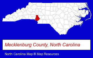 North Carolina map, showing the general location of Strikers Soccer Center