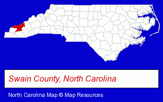 North Carolina map, showing the general location of Deep Creek Tubes