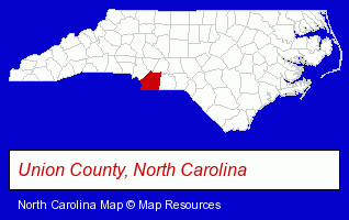 North Carolina map, showing the general location of Reynolds Fence And Guardrail