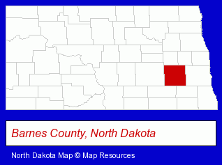 North Dakota map, showing the general location of Bakkegard & Schell