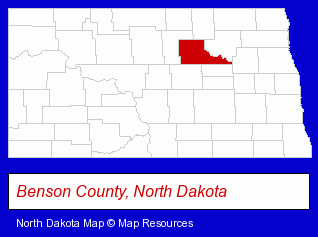 North Dakota map, showing the general location of Sioux Manufacturing Corporation