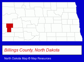North Dakota map, showing the general location of Theodore Roosevelt National Park