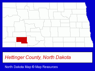 North Dakota map, showing the general location of Crocus Inn