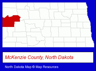 North Dakota map, showing the general location of McKenzie County Guar & Title