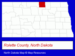 North Dakota map, showing the general location of Turtle Mountain State Bank