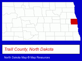 North Dakota map, showing the general location of Countryside Creations Floral