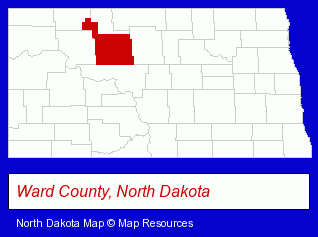 North Dakota map, showing the general location of Ackerman-Surveying & Associate