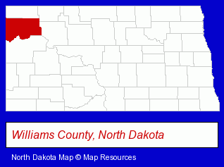 North Dakota map, showing the general location of River Basin Contracting