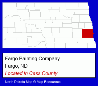 North Dakota counties map, showing the general location of Fargo Painting Company