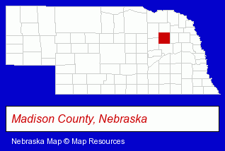 Nebraska map, showing the general location of Kuso