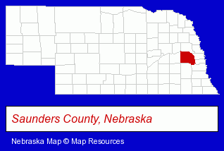 Nebraska map, showing the general location of Gottschalk's Athletic Goods