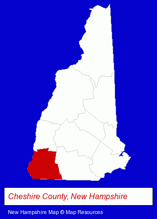 New Hampshire map, showing the general location of Anderson The Florist