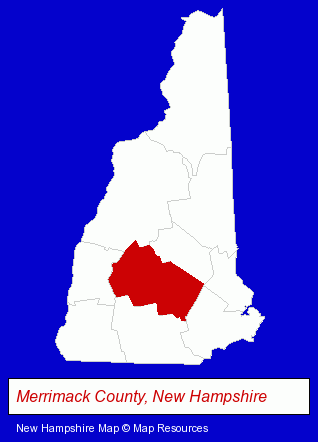 New Hampshire map, showing the general location of Tri-Town Ice Arena