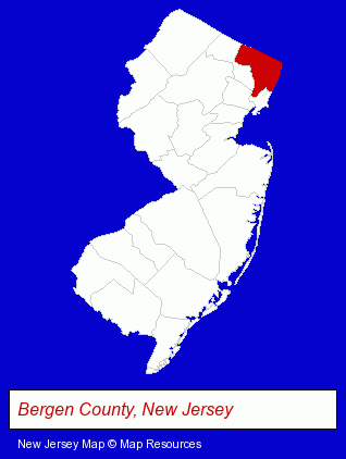 New Jersey map, showing the general location of Universal Business Accounting