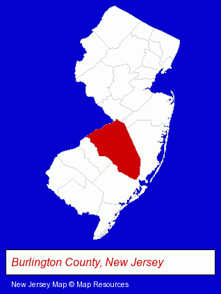 New Jersey map, showing the general location of Moorestown Eye Associates - Kimberly Friedman OD