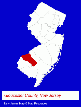 New Jersey map, showing the general location of K T Enterprises