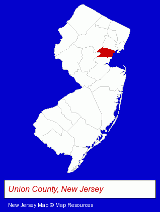 New Jersey map, showing the general location of Metro Wire Rope Corporation