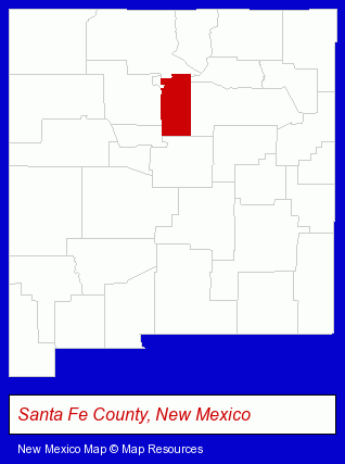 New Mexico map, showing the general location of Asian Adobe