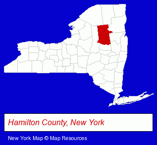 New York map, showing the general location of Long Lake Camp