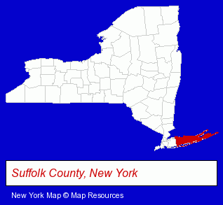 New York map, showing the general location of Huntting House Antiques Inc