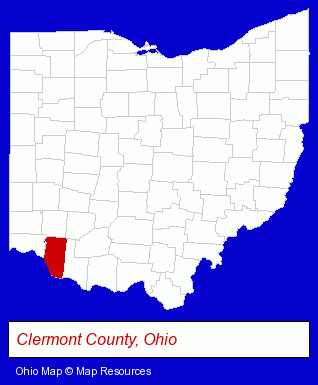 Ohio map, showing the general location of Stonelick Hills Golf Course