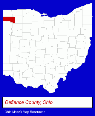 Ohio map, showing the general location of Defiance Chiropractic Center - Jack E Lorenz DC