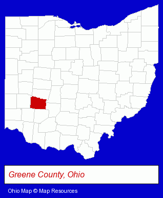 Ohio map, showing the general location of Copeland Leaf-Free Gutter System