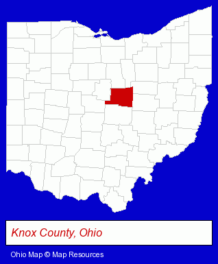 Ohio map, showing the general location of Mount Vernon Nazarene University