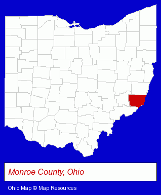 Ohio map, showing the general location of Baker & Sons Equipment Company
