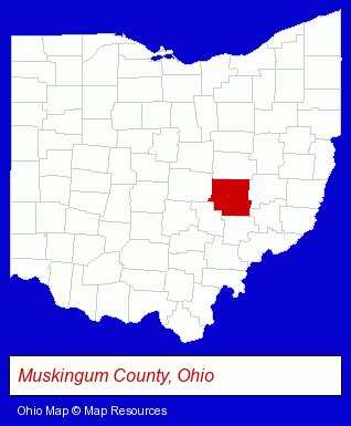 Muskingum County, Ohio locator map