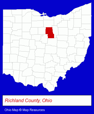 Ohio map, showing the general location of Lucas Local School District