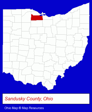 Ohio map, showing the general location of Terra Community College