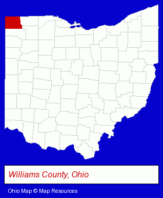 Ohio map, showing the general location of Pioneer Homes Inc