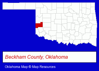 Oklahoma map, showing the general location of KECO