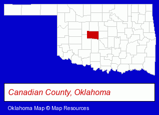 Oklahoma map, showing the general location of Route 66 Auto Auction-El Reno