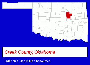 Oklahoma map, showing the general location of Lamproe Construction