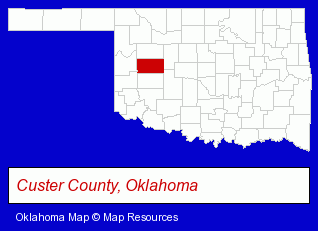 Oklahoma map, showing the general location of Line-X Of Western Oklahoma