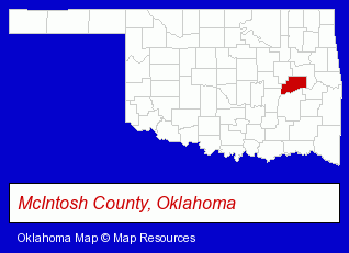 Oklahoma map, showing the general location of T MC Donald Construction