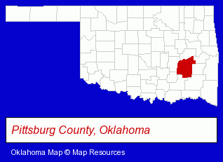 Pittsburg County, Oklahoma locator map