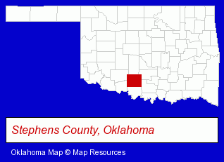 Oklahoma map, showing the general location of Carter-Smart Funeral Home