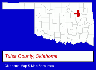 Oklahoma map, showing the general location of Emoteq Corporation