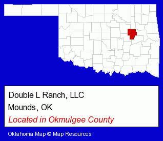 Oklahoma counties map, showing the general location of Double L Ranch, LLC