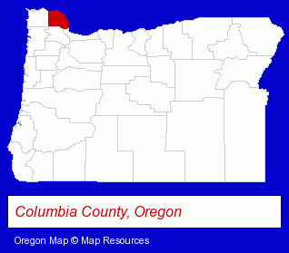 Oregon map, showing the general location of Starbucks