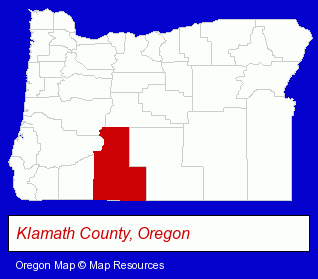 Oregon map, showing the general location of Klamath Gymnastics Academy