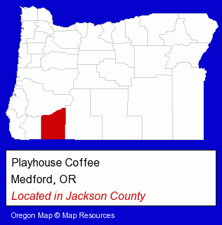 Oregon counties map, showing the general location of Playhouse Coffee