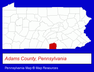 Pennsylvania map, showing the general location of Keyston Fireworks LLC