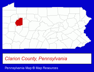 Pennsylvania map, showing the general location of Brady's Bend Underground STGE