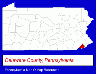 Pennsylvania map, showing the general location of Latsios Paving Co Inc