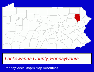 Pennsylvania map, showing the general location of MHW Construction