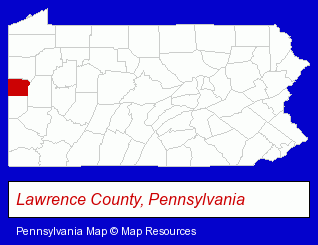 Pennsylvania map, showing the general location of Faddis Concrete Products